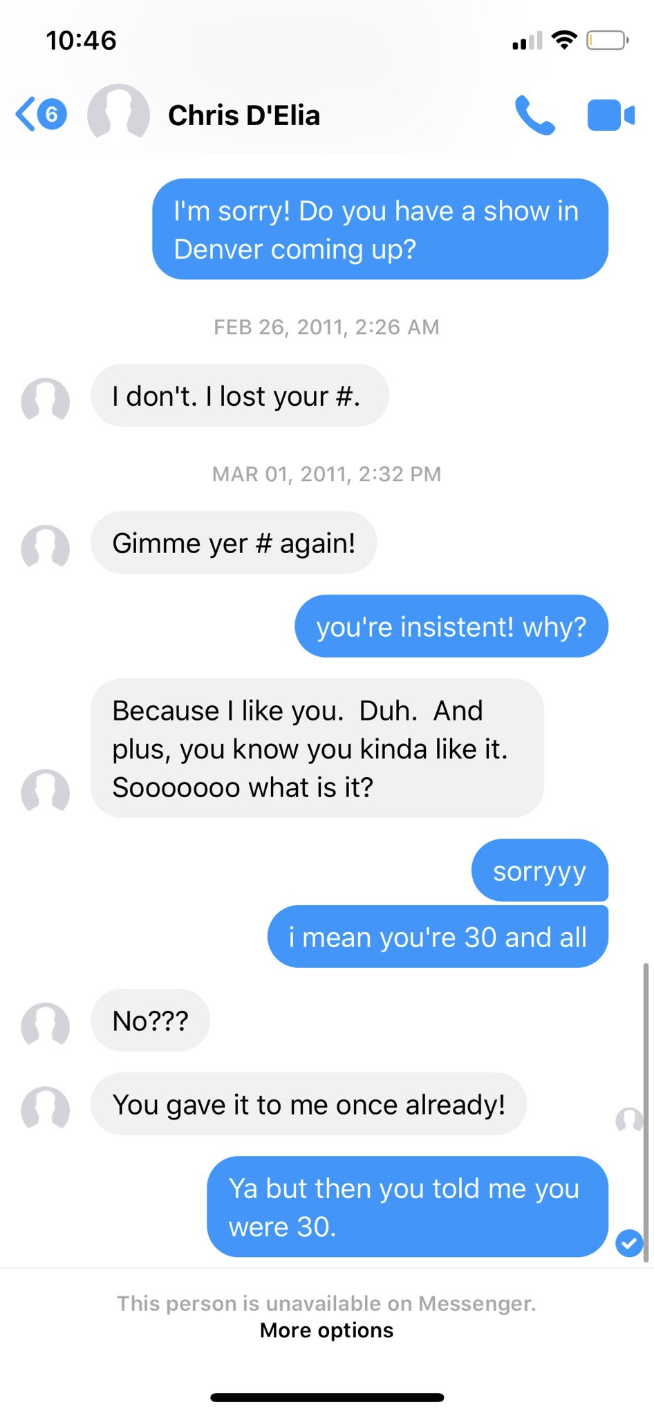 Facebook Messenger screenshot posted by Abby Grills